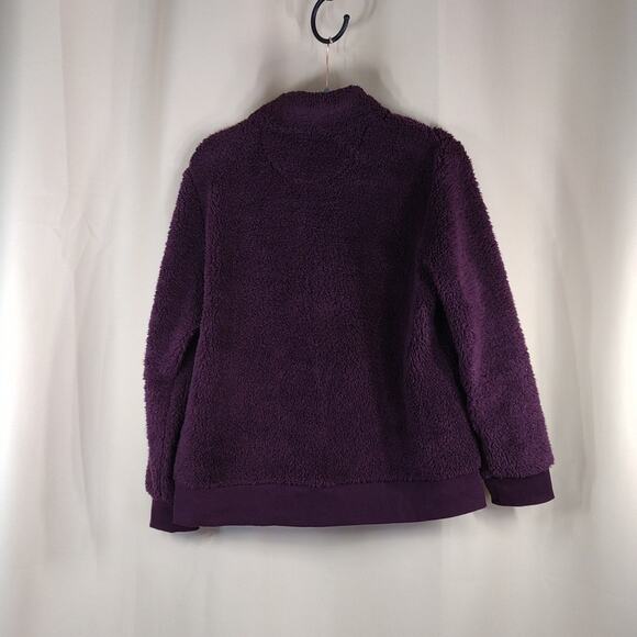 Calvin Klein Sherpa Fleece Fluffy Comfy Cozy Plush Purple Zip-Up Teddy Jacket - Picture 2 of 8